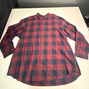 Jack & Jones Men’s  Button Up Shirt Red Blue Plaid Long Sleeve Size 2XL